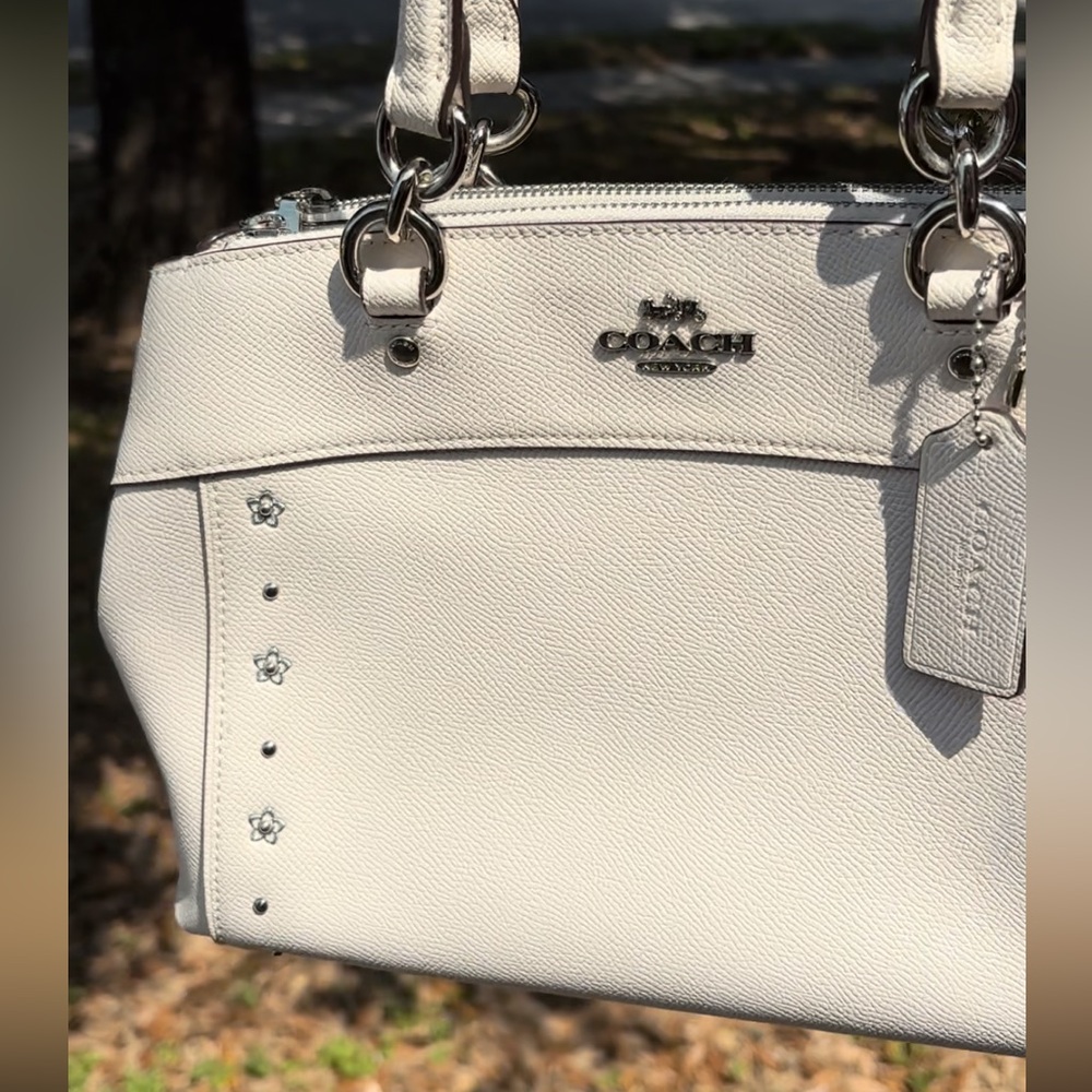 NEW Coach Mini Brooke Carryall Small Satchel Crossbody Chalk Silver Rivets